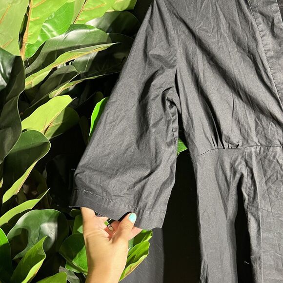 Sunhee Moon Womens Dress 2 Black Mini 3/4‎ Flare Sleeve Faux Wrap V-Neck Zipper - Picture 4 of 14